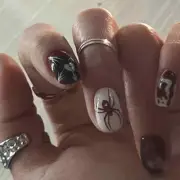 Red Spider Printed False Nails Halloween Nail Art Decor Press on Nails for Girl
