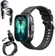 Bewinner Smart Watch with Earbuds - Innovative 2 in 1 Design, 2.01 Inch Screen Silicone Band Smartwatch, Wireless Headset Fitness Tracker Watch for iOS & Android (Black)