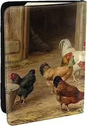 [JEJEA] Farm Chickens Print Travel Organizer Credit Cards Case Passport BookPassport Holder Cover Wallet forTraveling,, Black, One Size