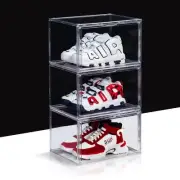 3 Pack Clear Shoe Box Plastic Stackable, Shoe Storage Organizer with Magnetic...