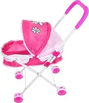 Realistic Baby Doll Stroller Toy for Girls Multi-use Folding Mini Shopping Cart for Pretend Play