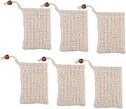 minkissy 6 Pack Soap Mesh Holder Exfoliating Pouch Wooden Beads Handmade Soap Storage Bag Net for Bath Shower