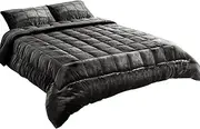 Giselle Bedding 500GSM Faux Mink Quilt, 240 x 210cm Comforter King Quilts Bed Couch Heavy Weighted Fleece Throw Blanket for Winter, Soft Warm Polyester Filling Baffle Box Charcoal