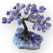 Amethyst Bonsai Crystal Tree Of Life Geode Base Gemstone Chakra Tree 7" Tall (E)