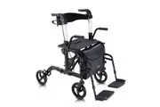 Altus Hybrid Duo 2-in-1 Mobility Rollator and Transit Wheelchair Combo Walker with Seat Black