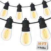 S14 Patio String Lights, 30FT Outdoor Patio String Light with 11 Clear LED Bulbs