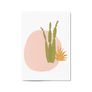 Retro Minimal Abstract Green Cactus Wall Art #1