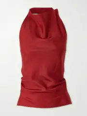 [RÓHE] RÓHE - Halterneck Open-back Silk-twill Top - Red - FR 42 FR 42 Red