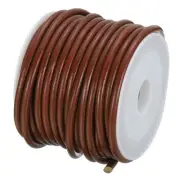 Round Leather String Cord, 5.5 Yards Leather Rope (Medium Coffee, 3mm/0.12")