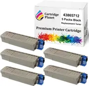 5 Pack Black Compatible Toner Cartridge for OKI 43865712 (8,000 Pages) for OKI C5650 C5750