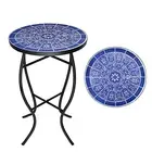 Mosaic Outdoor Side Table - Small Patio Table Coffee Table Outside Accent