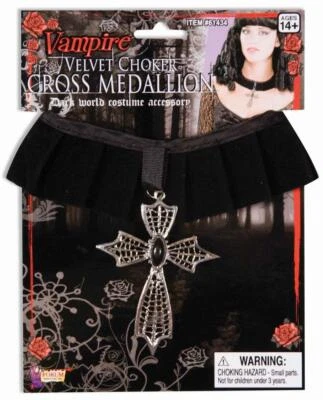 Choker Cross Medallion Gothic Vampire Fancy Dress Halloween Costume Accessory