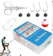 Small Fishing Kit - Set Of 24 Freshwater Tackle Kit | Small Compact Combo Equipment With Case For Pond Stream Offshore Wade Pier Bank