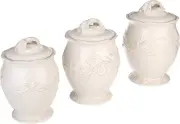3 Piece Firenze Ivory Canister Set, 74 Oz/106 Oz/144 Oz