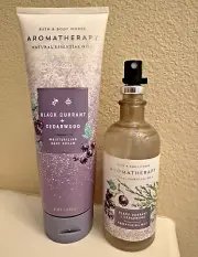 Bath & Body Works Aromatherapy "BLACK CURRANT & CEDARWOOD" Body Cream & Mist SET