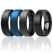 ROQ Silicone Wedding BR Twin 8mm Ring - Blue by ROQ for Men - 11 mm Ring