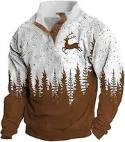 [HWDDOM] Men'S Pullover Sweaters Fashion Half Standing Neck Zippered Cotton Christmas Sweater Pullover Christmas