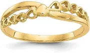 [JewelryWeb] 1 To 5mm 10k Solid Yellow Gold Polished Criss Religious Faith Cross Pattern Love Hearts Ring Size 7.00 Statement-Ring for Women