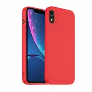 For Apple iPhone XR Silicone Silky Soft Case with Microfiber TPU Ultra Slim Anti Scratch Shockproof Cover (Red)