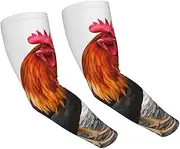 [FHEDVBN] Chicken Rooster Arm Sleeves Compression Arm Covers for Men Women Outdoor Sun Sleeves Cooling Sports Sleeve, Black