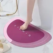 Rubber Bath Mats for Bathroom,Quick Dry,Non-Slip,Stylish and Practical Bath Mat - Ultra Thin, Rubber Backed, Bathroom Rug in Front of The Kitchen Sink, Shower Room, Bathtub(Pink,Semicircle)