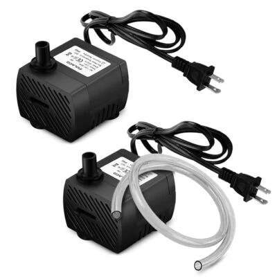 2Pcs Mini Submersible Water Pump 95GPH 5W for Aquarium Fish Tank Pond Fountai...