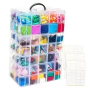Stackable Storage Container Box with 70 Compartments, Plastic 7-Tier Clear