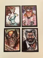 Jean Grey Marvel Girl Gambit Logan Wolverine 4 Sketch Card Print Set