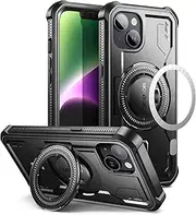 DEXNOR for iPhone 13/14 Case Compatible for MagSafe[Built in Screen Protector and Kickstand]，Heavy Duty Military Grade Protection Shockproof Protective Cover for iPhone 13/14 - Black