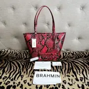 NEW BRAHMIN LIPSTICK MEDIUM ASHER W/CREDIT CARD WALLET
