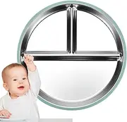 Stainless Steel Kids Plates, Three Compartments Dinnerware Tray, Non-Stick Divided Metal Plate, Durable Food Serving Dish, Rust-Resistant Design for Fruits, Vegetables, Meat
