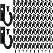 Zhehao 100 Pieces Wall Mounted Single Hook Robe Hooks Coat Hooks and 110 Pieces Screws for Hanging Key Hooks Jewelry (Black)