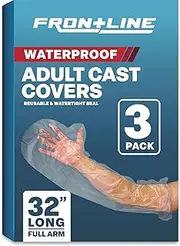 FRONTLINE Arm Cast Covers for Shower Adult Waterproof Cast and Wound Protector 100% Watertight Seal Reusable Sleeve 3 Pack (Large 32 Inch)