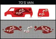 HotWheels(1/64), 70s Van "Willy Wonka 004" Waterslide,Printed White First,Decals