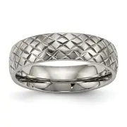 Avariah Chisel Titanium Polished and Textured 6mm Band - Ring Size 9.5