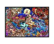 500pc Tenyo Disney Aladdin Story Stained Glass Jigsaw Puzzle Play Game 25x36cm