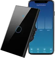 [UanTii] Smart Switch Tuya WiFi Switch Alexa Switch Timing Schedule Wireless Switch, Compatible with Alexa, Works with Google Home (Black, 1-Gang)