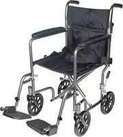 Drive Medical Lightweight Steel Transport Wheelchair, Fixed Full Arms, 17" Seat