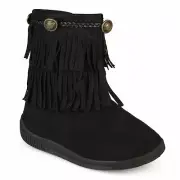 Journee Kids 'Anza' Round Toe Fringed Boots Size 2 Black