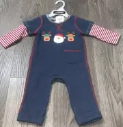 Mud Pie Boys Santa Reindeer Christmas 3-6 Months Romper NWT