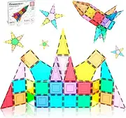 PicassoTiles 32 Piece Magnetic Building Block Rocket Booster Theme Set Magnet Construction Toy Educational Kit Engineering STEM Learning Playset Child Brain Development Stacking Blocks Playboard PT32