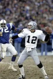 Quarterback Ken Stabler Oakland Raiders drops back to pass v the B- Old Photo
