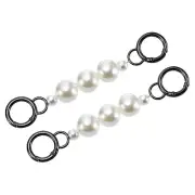2Pcs 15cm/5.9" Pearl Purse Chain Strap Extender for Handbag, Gray/White Pearl