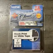 Brother P-touch TZ-251 24mm 1'' Black on White Label Tape New Genuine OEM New