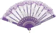 Lace Rose Floral Folding Fan Chinese Retro Handheld Fans Elegant Hand Fan
