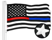 Thin Red & Blue Line Flag 2x3FT Embroidered Polyester Police Firefighter By G128