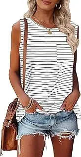 [TECREW] Women's Summer Sleeveless Crew Neck Tank Tops Casual Basic T Shirts Blouse