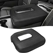 Center Console Armrest Cover for GMC Sierra & Chevy Silverado 2019-2025, Tahoe & Yukon & Suburban 2021-2025, Bucket Seat, Vinyl Leather Trim, Scratchproof, Black