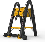 SINMEIRUN 16.5FT Telescoping Ladder A Frame, Aluminum Portable Extension Folding Ladder Meets EN131 Standard, Multi-Purpose Compact Telescopic Ladder for Household or Outdoor Work, 330lbs Max Capacity