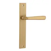 Iver Copenhagen Door Lever Handle on Rectangular Backplate Brushed Brass